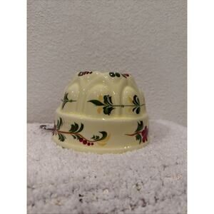 Vintage Ceramic Jello Mold Floral Wall Hanger Hand Painted Portugal Teleflora